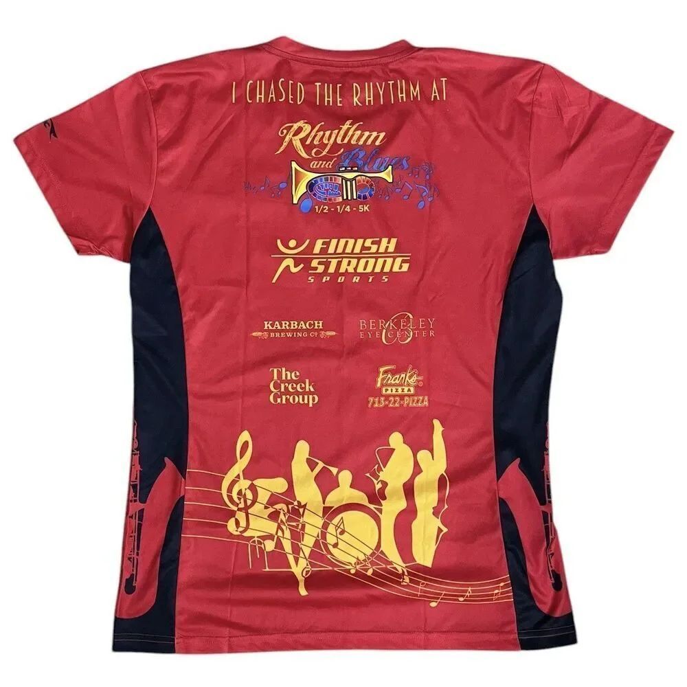 Houston Rhythm & Blues Run Shirt Alanic Red Athletic 5K Size W-XL - Picture 2 of 6